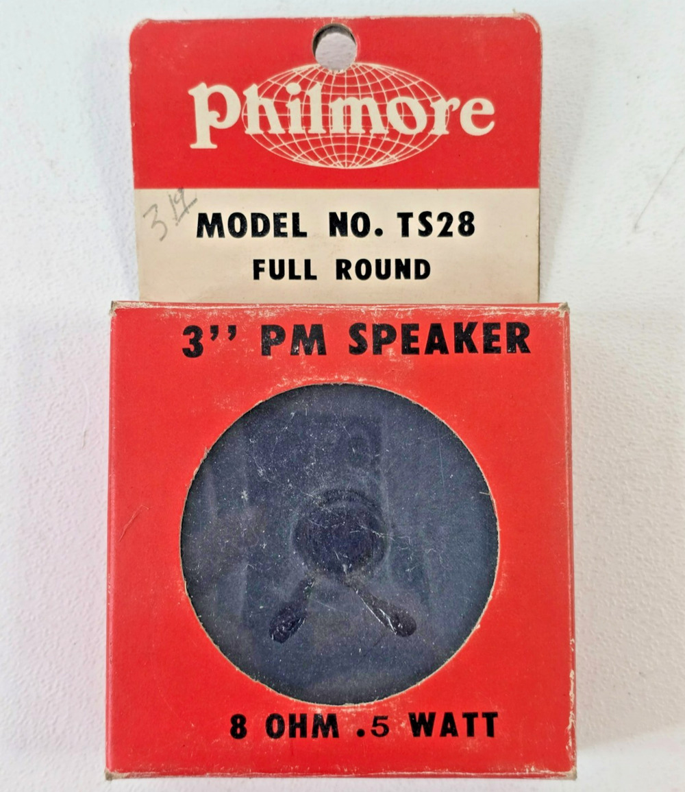 Vintage Philmore TS28 Round 3" Replacement PM Speaker 8 Ohm .5 Watts